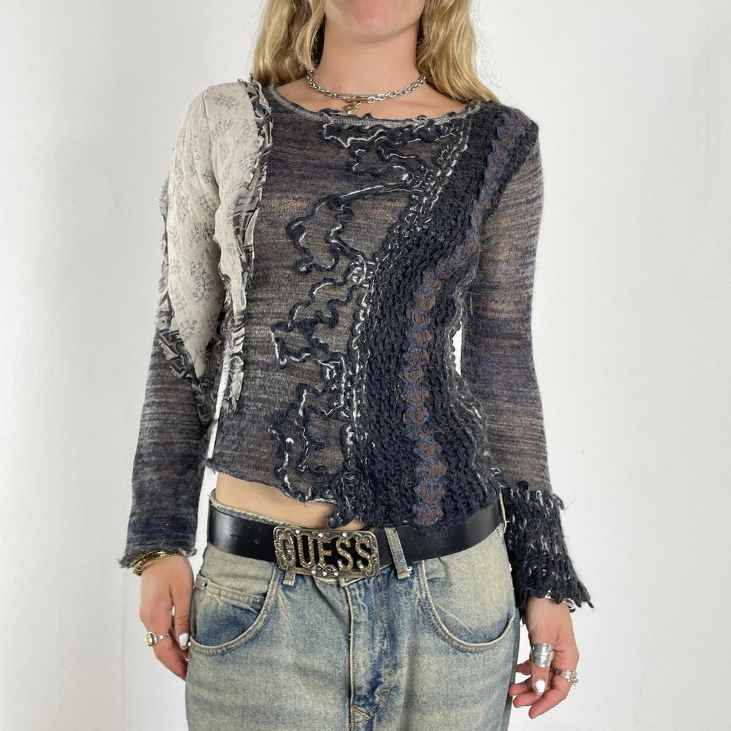 Wool avante garde ruffled grey long sleeve