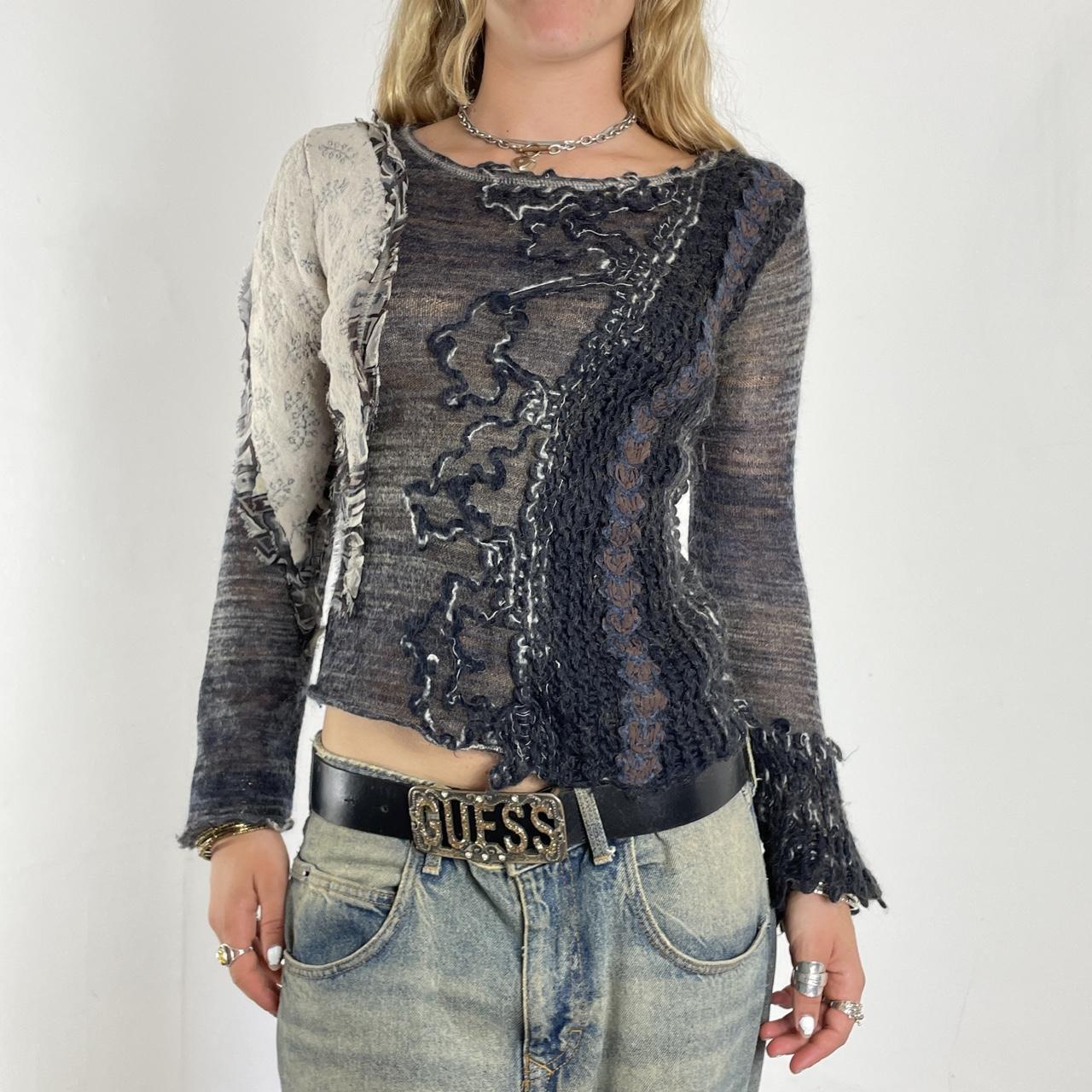 Wool avante garde ruffled grey long sleeve