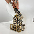 Vintage Dolce & Gabbana leopard gold buckle spell out belt