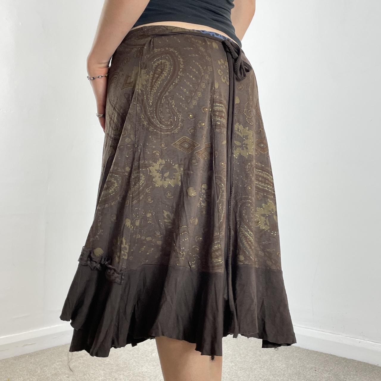 Gorgeous vintage paisley gold and brown midi skirt