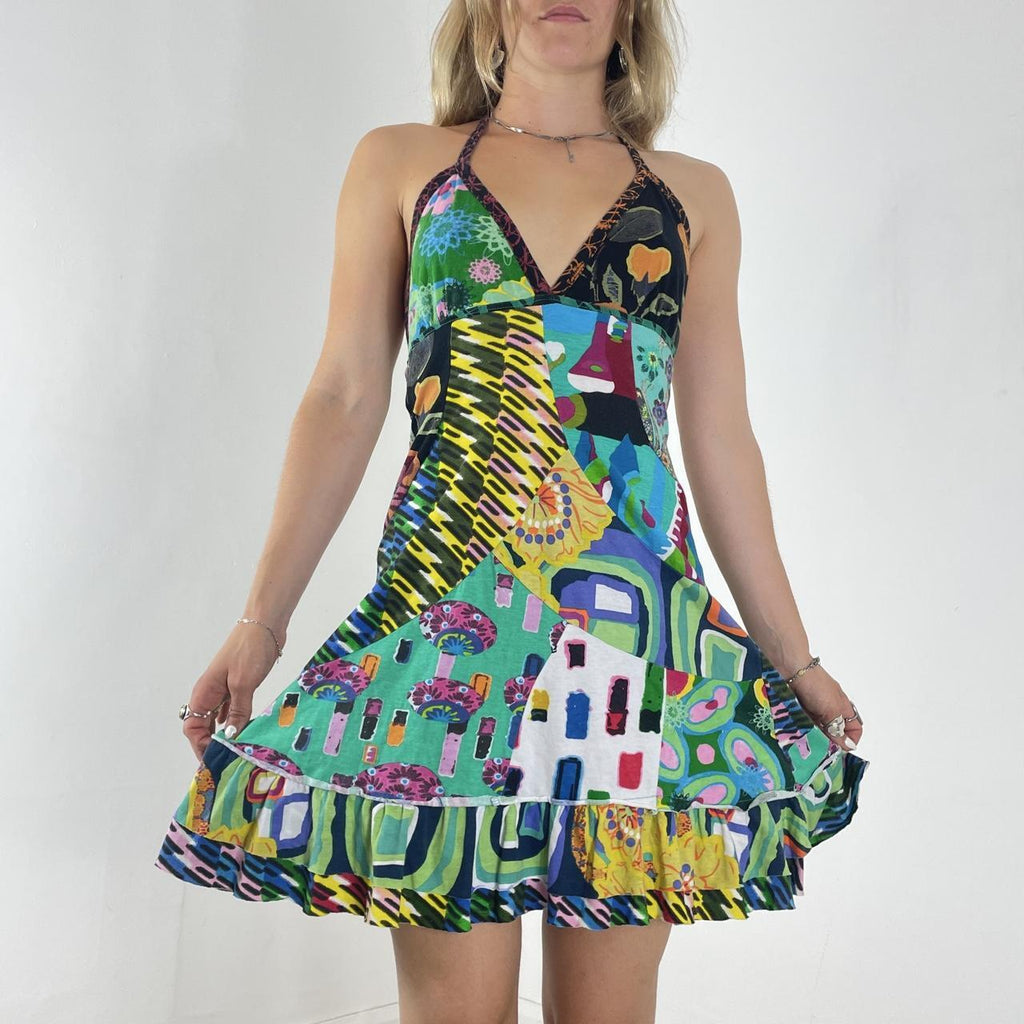 Desigual multi coloured halterneck mini dress