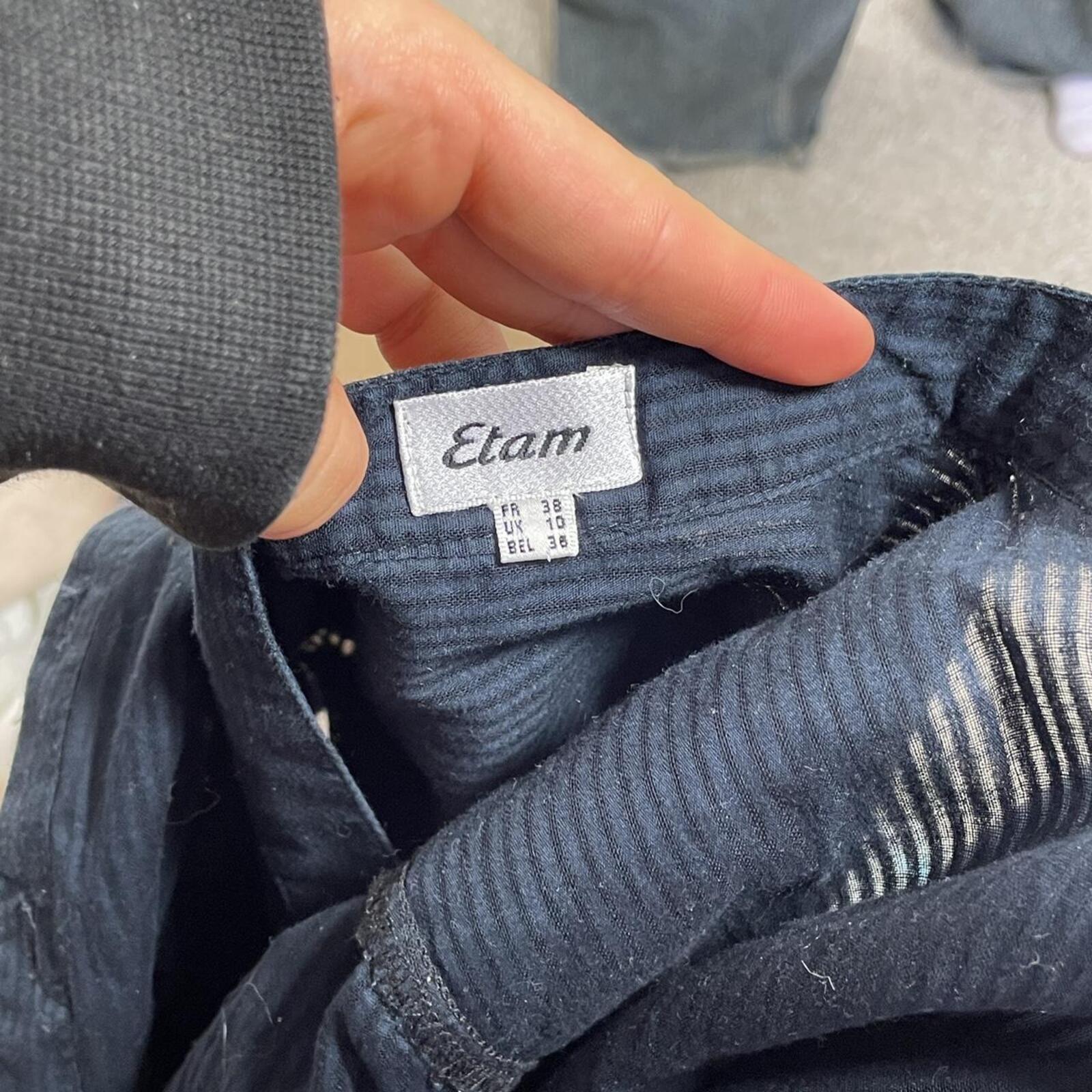 Etam navy blue loose button up shirt