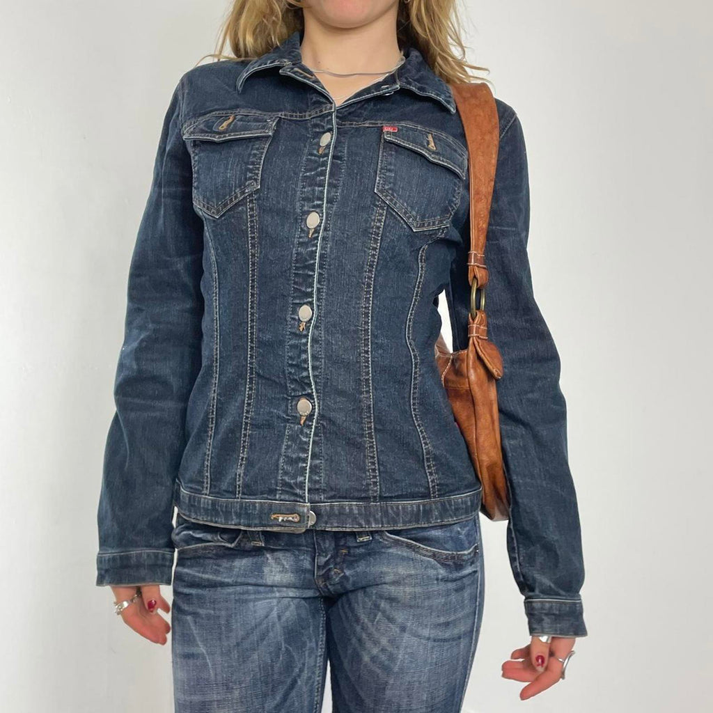 Miss sixty navy blue fitted button up denim jacket