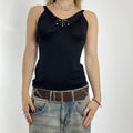 Ribbed black top with studded details