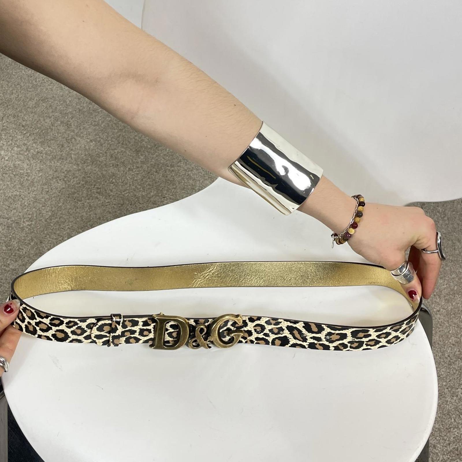 Vintage Dolce & Gabbana leopard gold buckle spell out belt