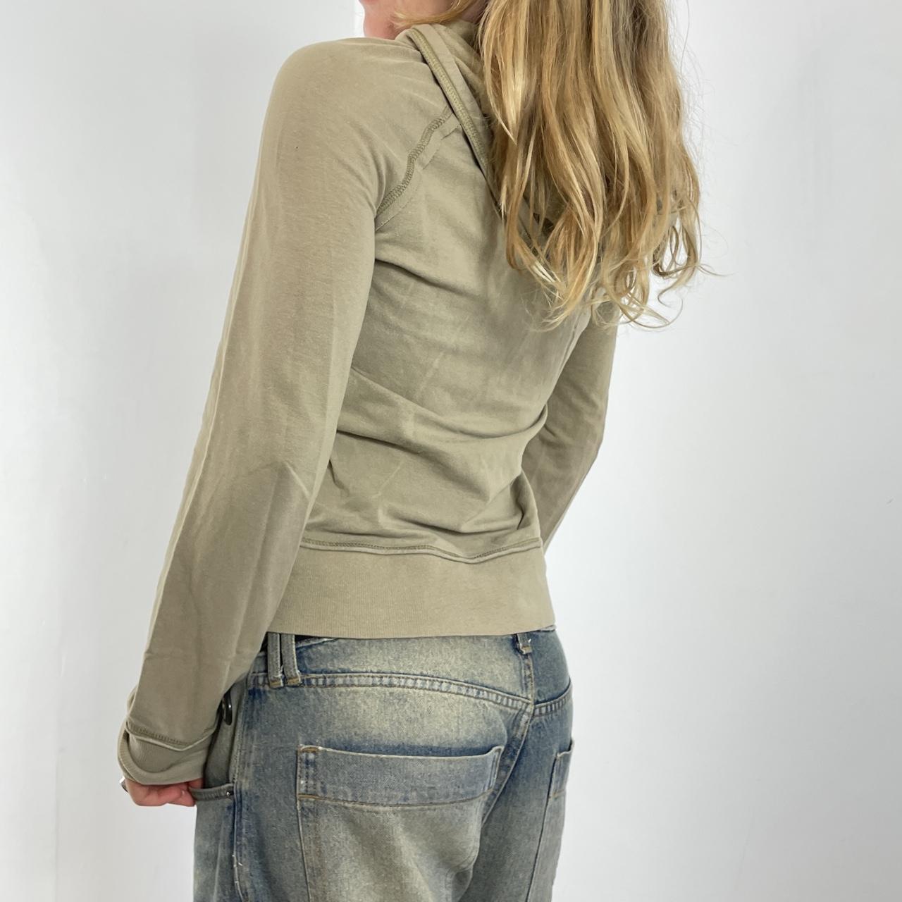 Graphic spell out khaki zip up jumper