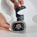 Ed hardy plated leather belt with silver words