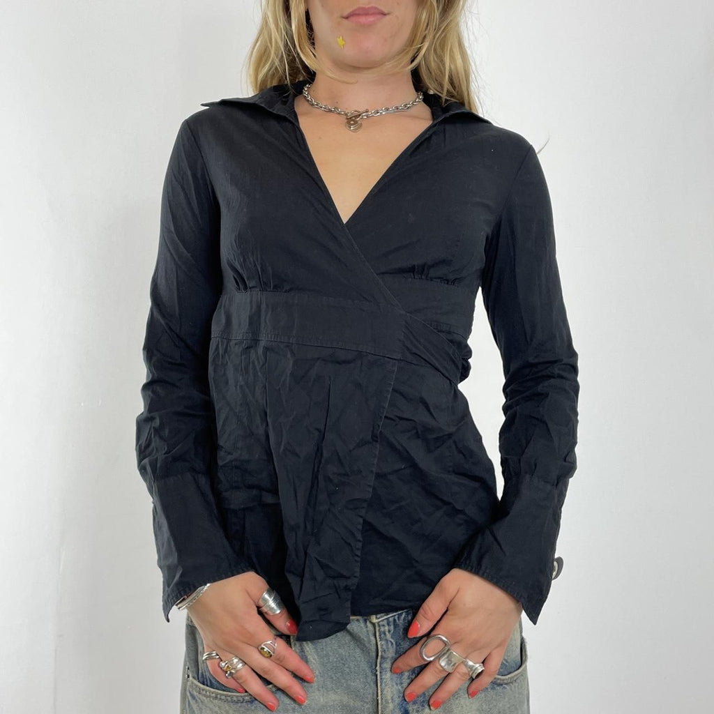 Elevated basic wrap up black shirt