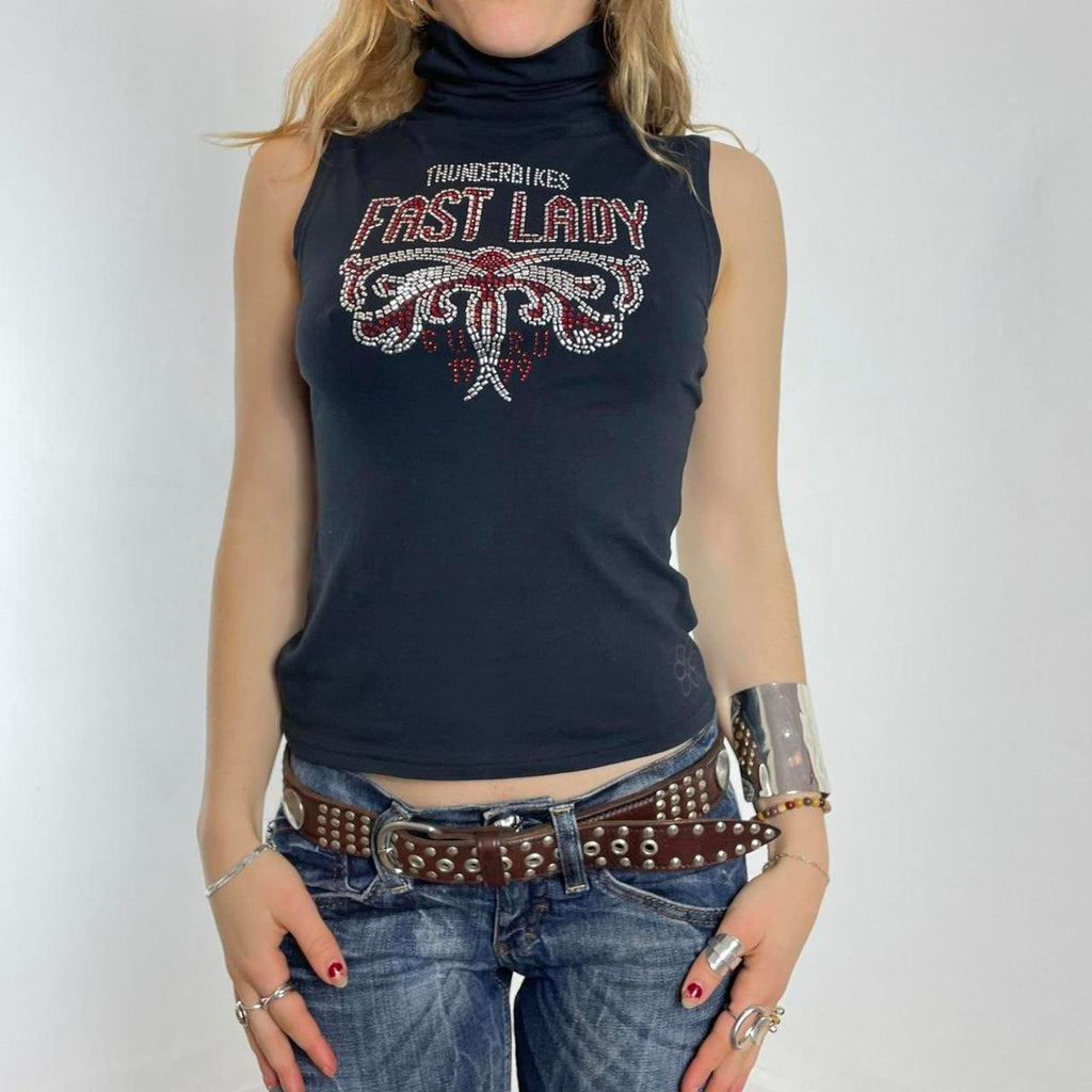 Black polar guru studded top!
