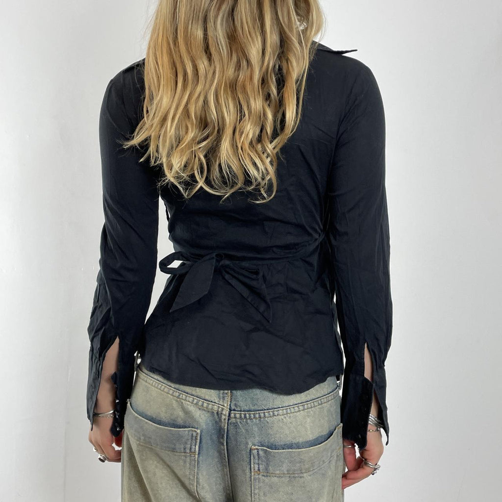 Elevated basic wrap up black shirt