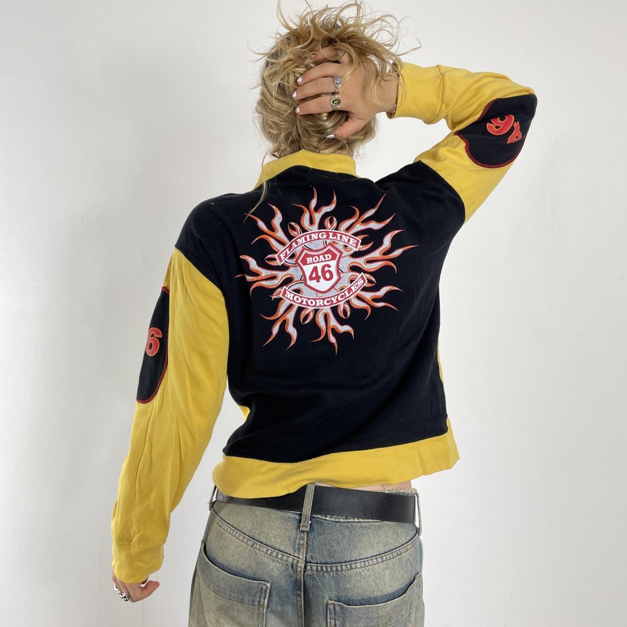 Vintage yellow and black graphic racer zip up