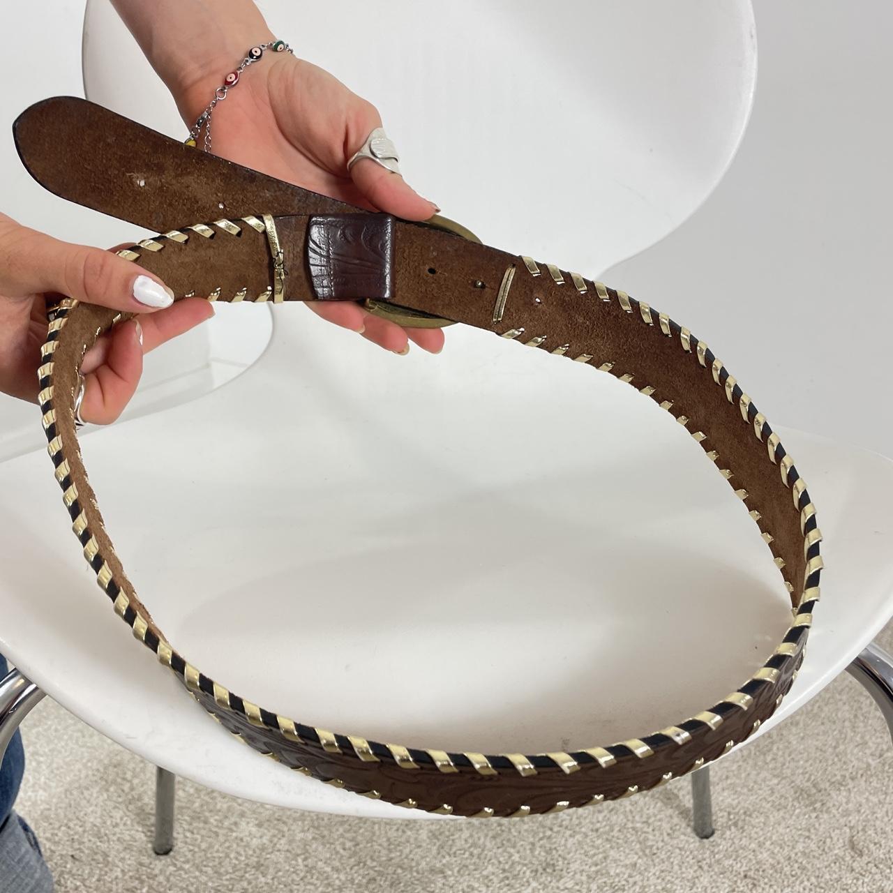 Vintage Brown and gold leather belt
