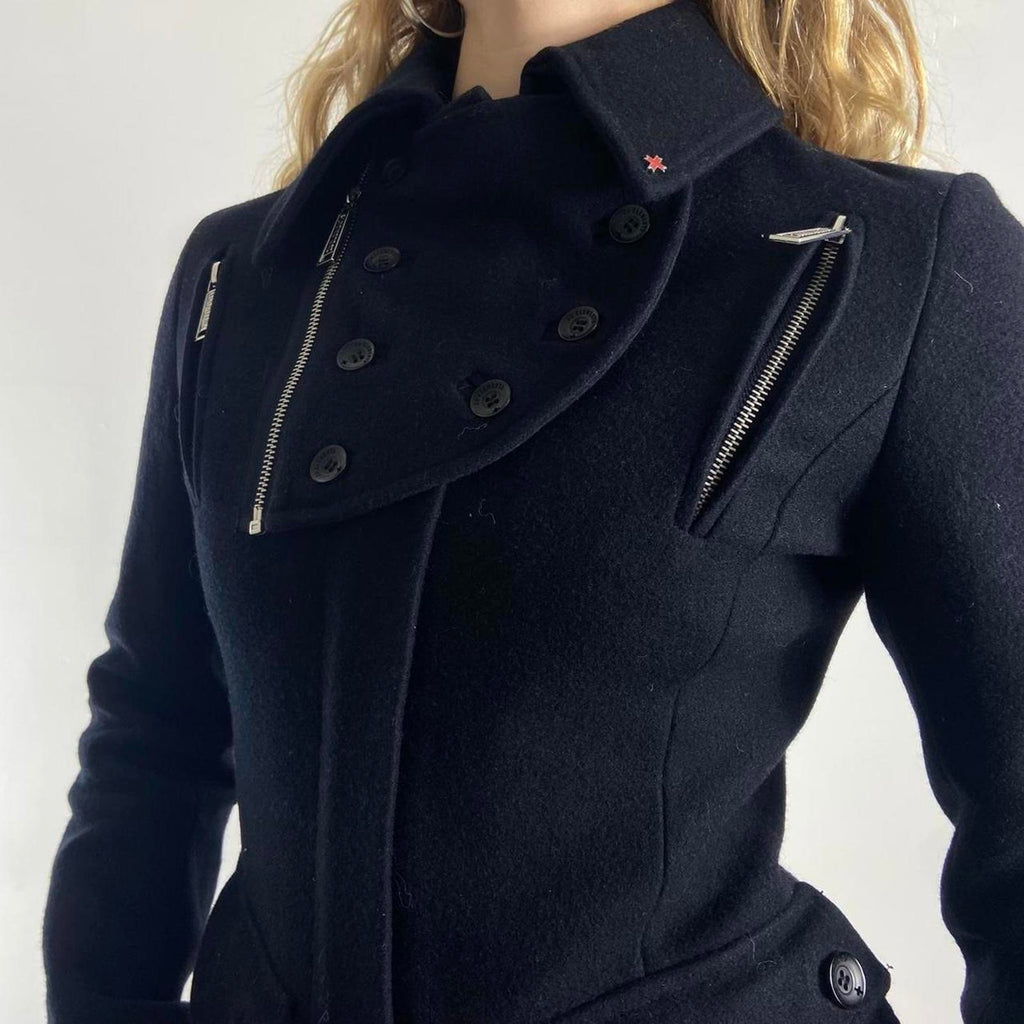 Vintage black utility avant garde button up jacket