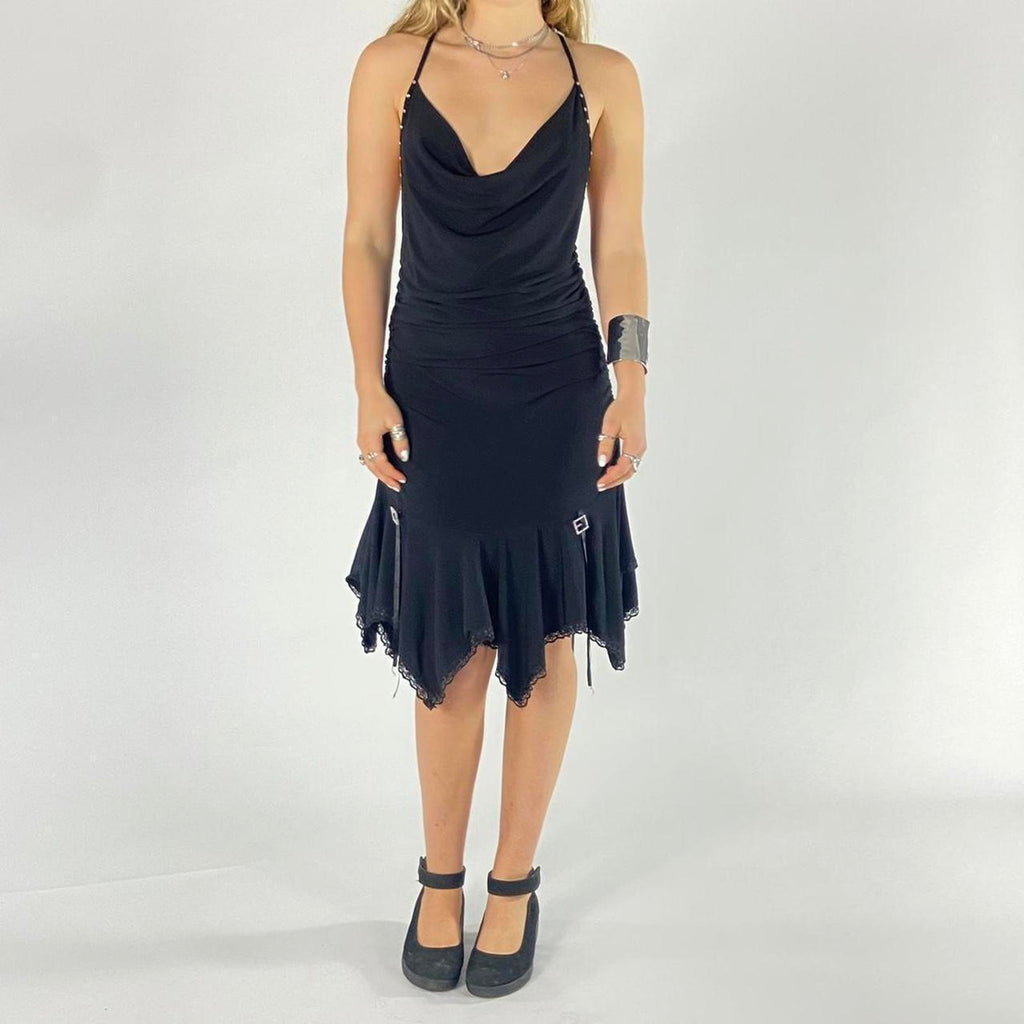 Insane avant grade grung cross back fairy core pleated dress.