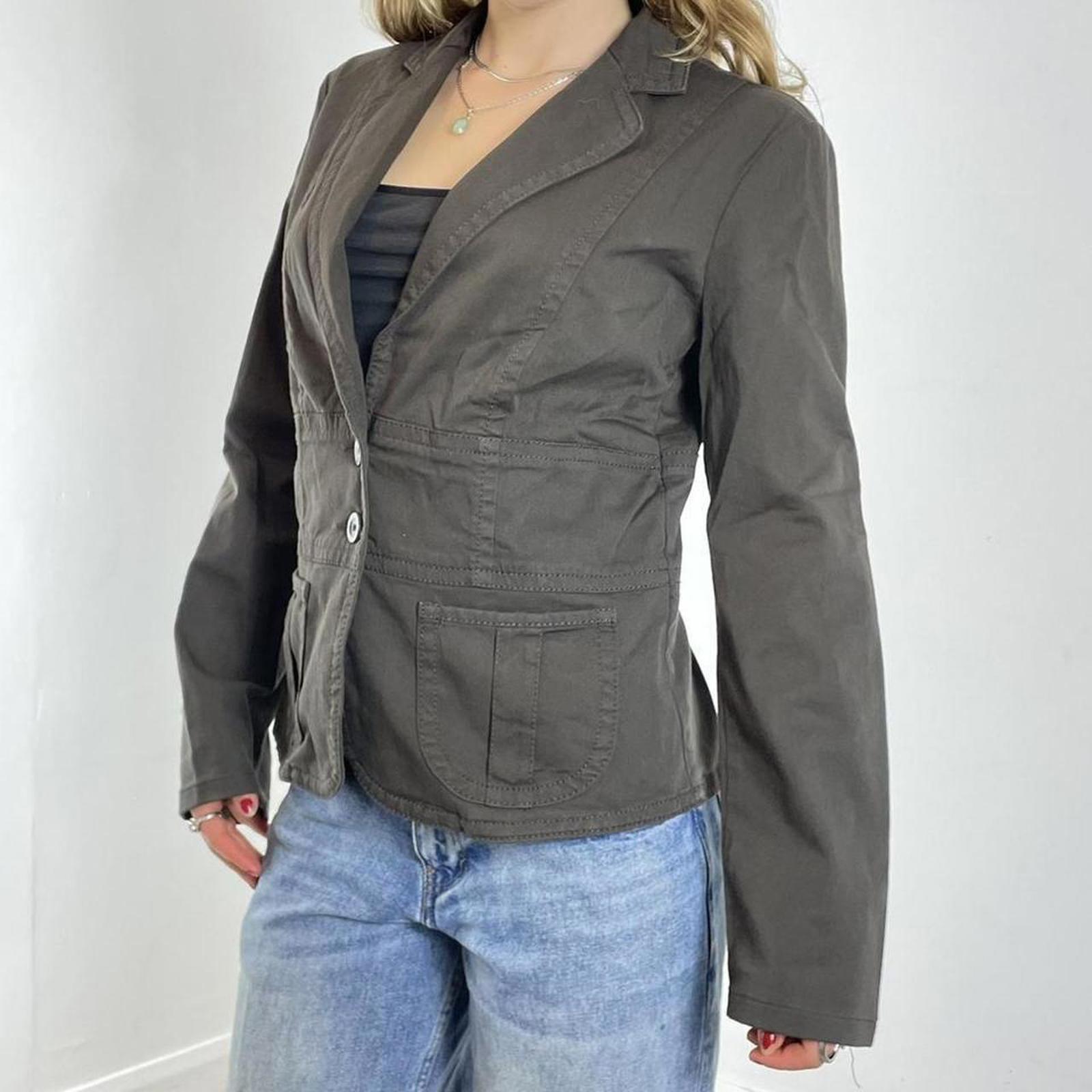 Brown fitted double button jacket