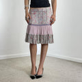 Silk patterend panlled midi skirt