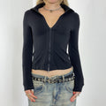 Y2K zip up fitted roll neck black jumper
