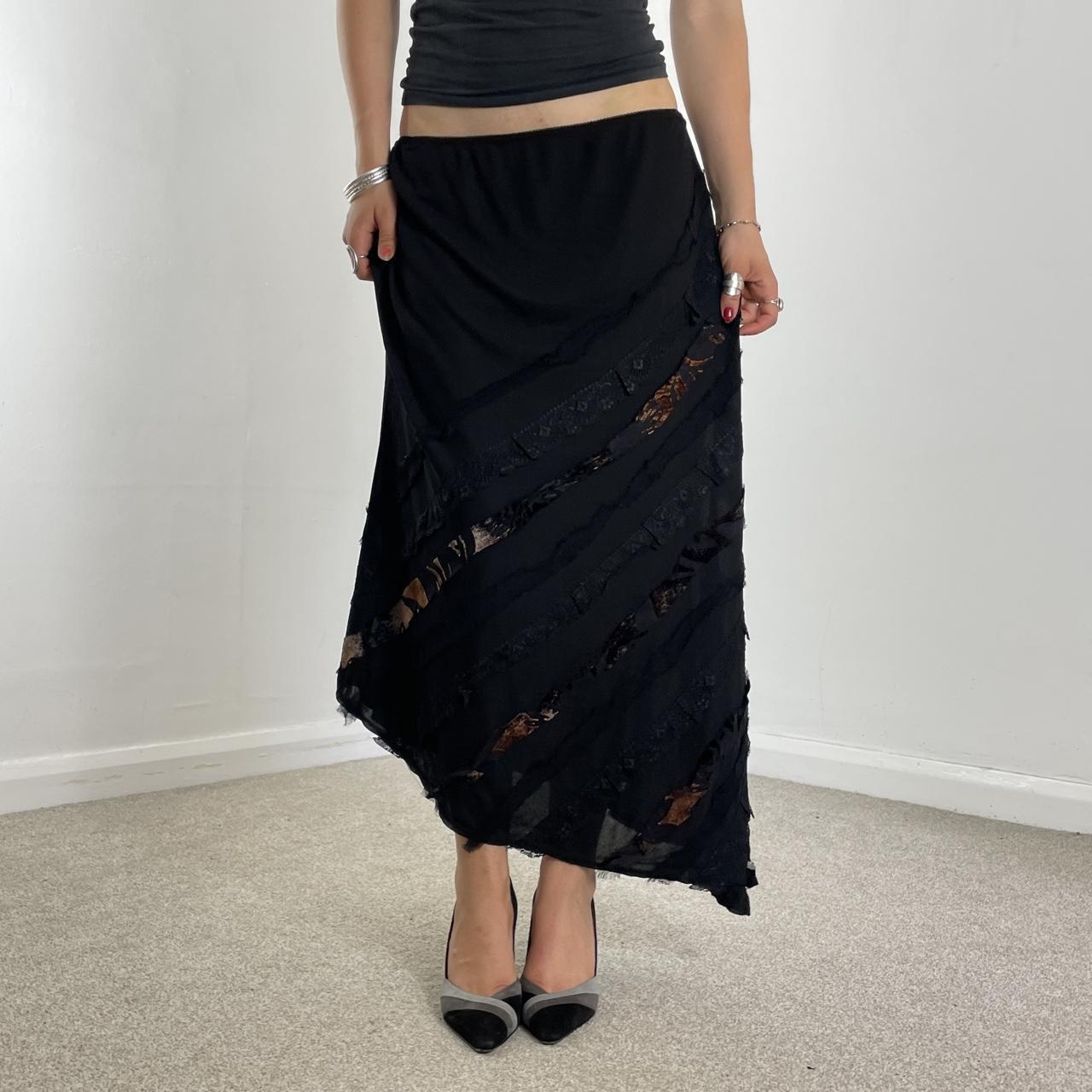 Black avant garde asymetrical maxi skirt