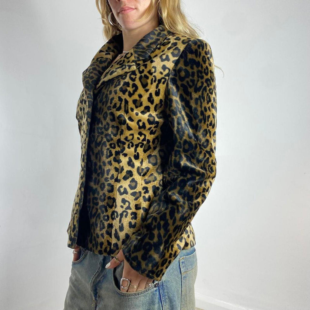 Vintage leopard button up jacket