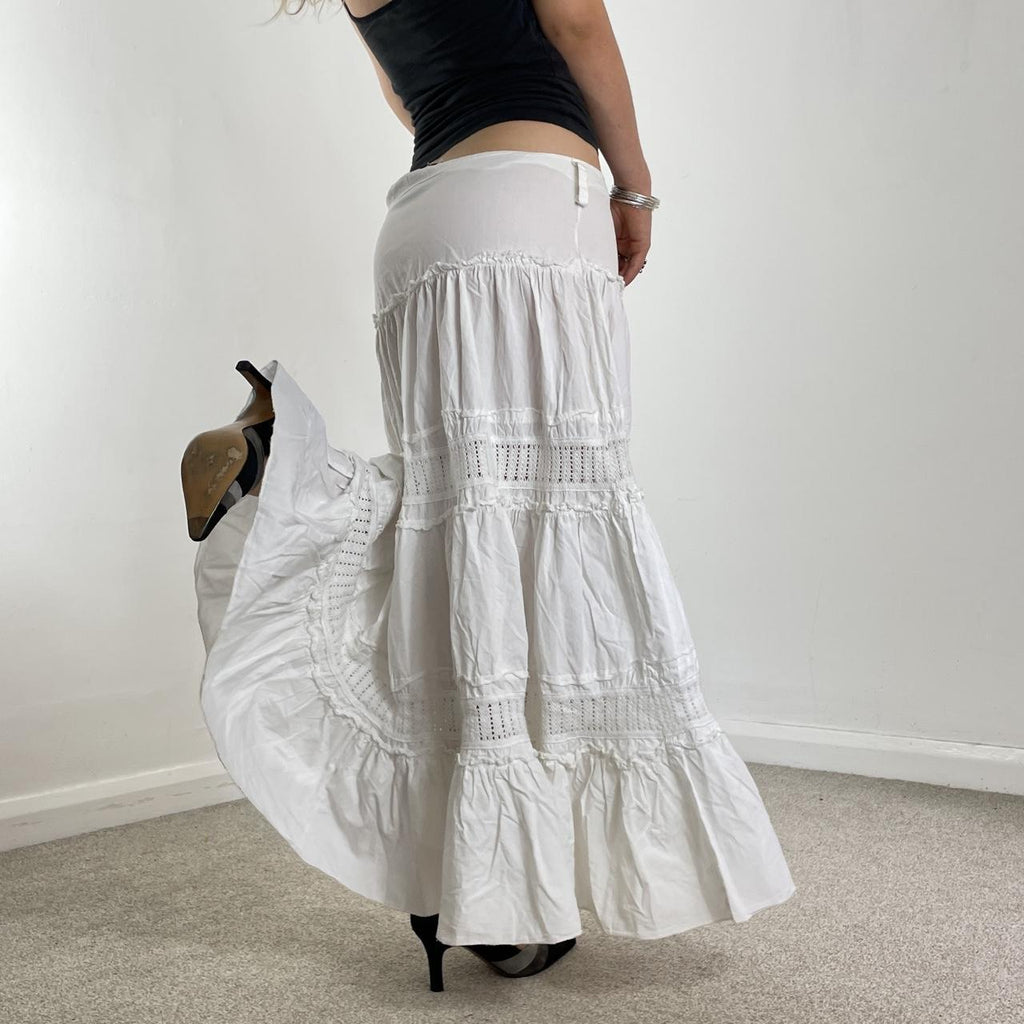 Vintage full length teired maxi skirt with mesh details