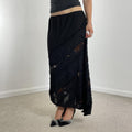 Black avant garde asymetrical maxi skirt