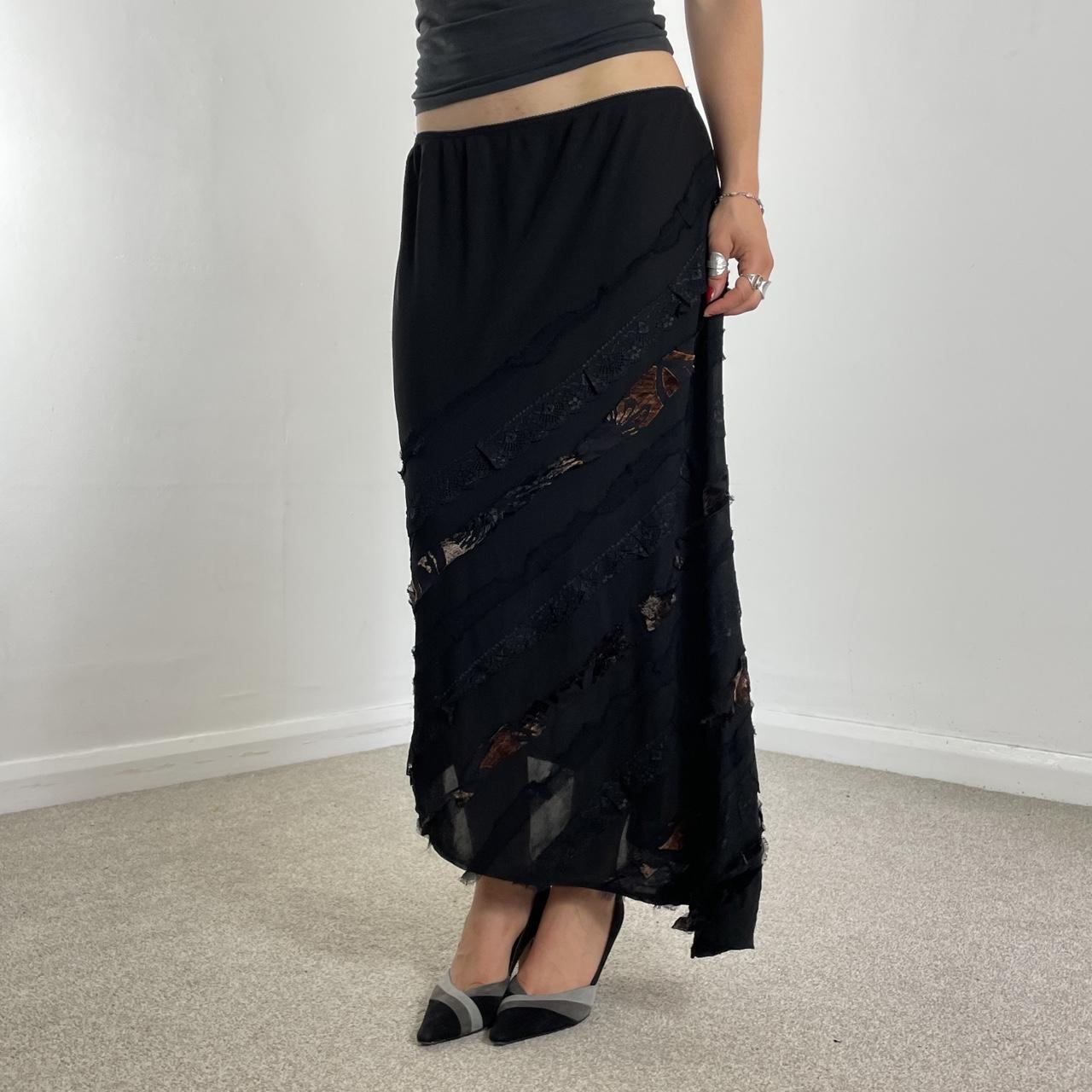 Black avant garde asymetrical maxi skirt