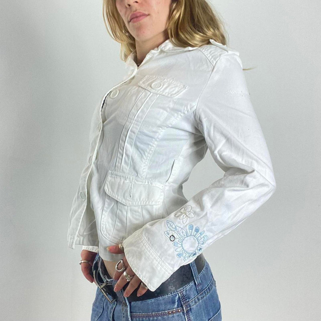 vintage white alt jacket!! panelled with buttons