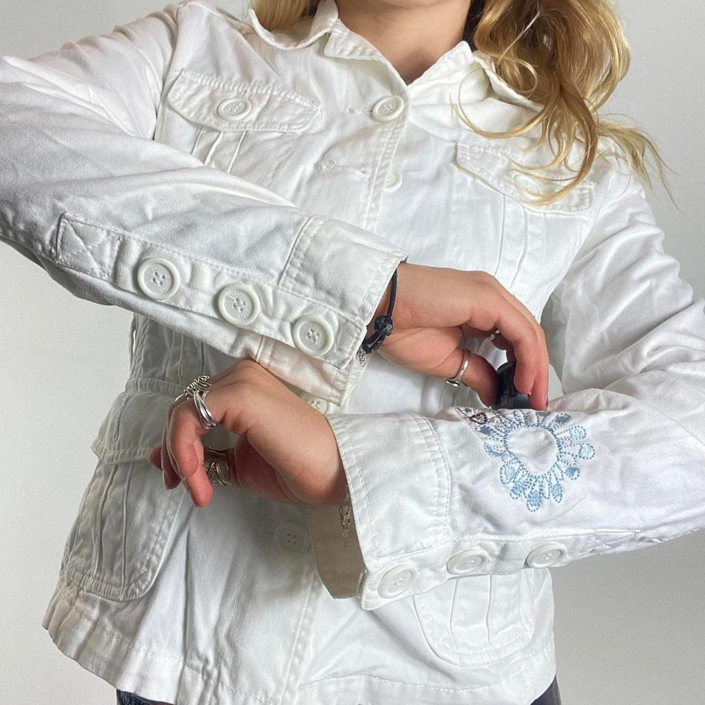 vintage white alt jacket!! panelled with buttons