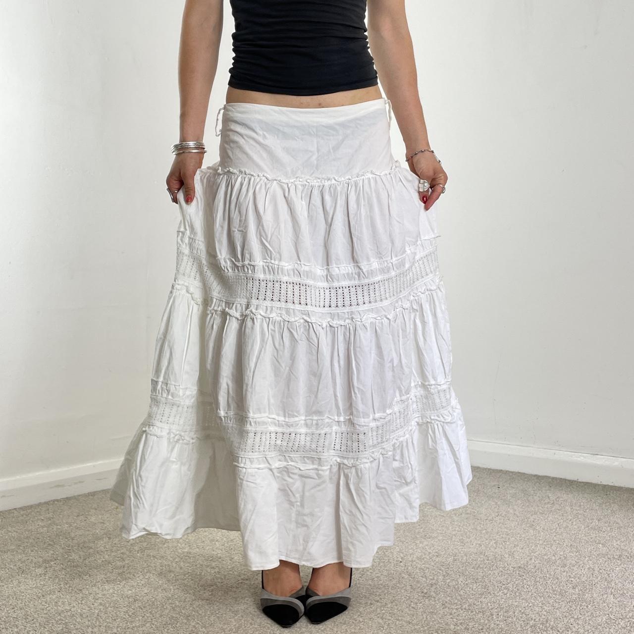 Vintage full length teired maxi skirt with mesh details