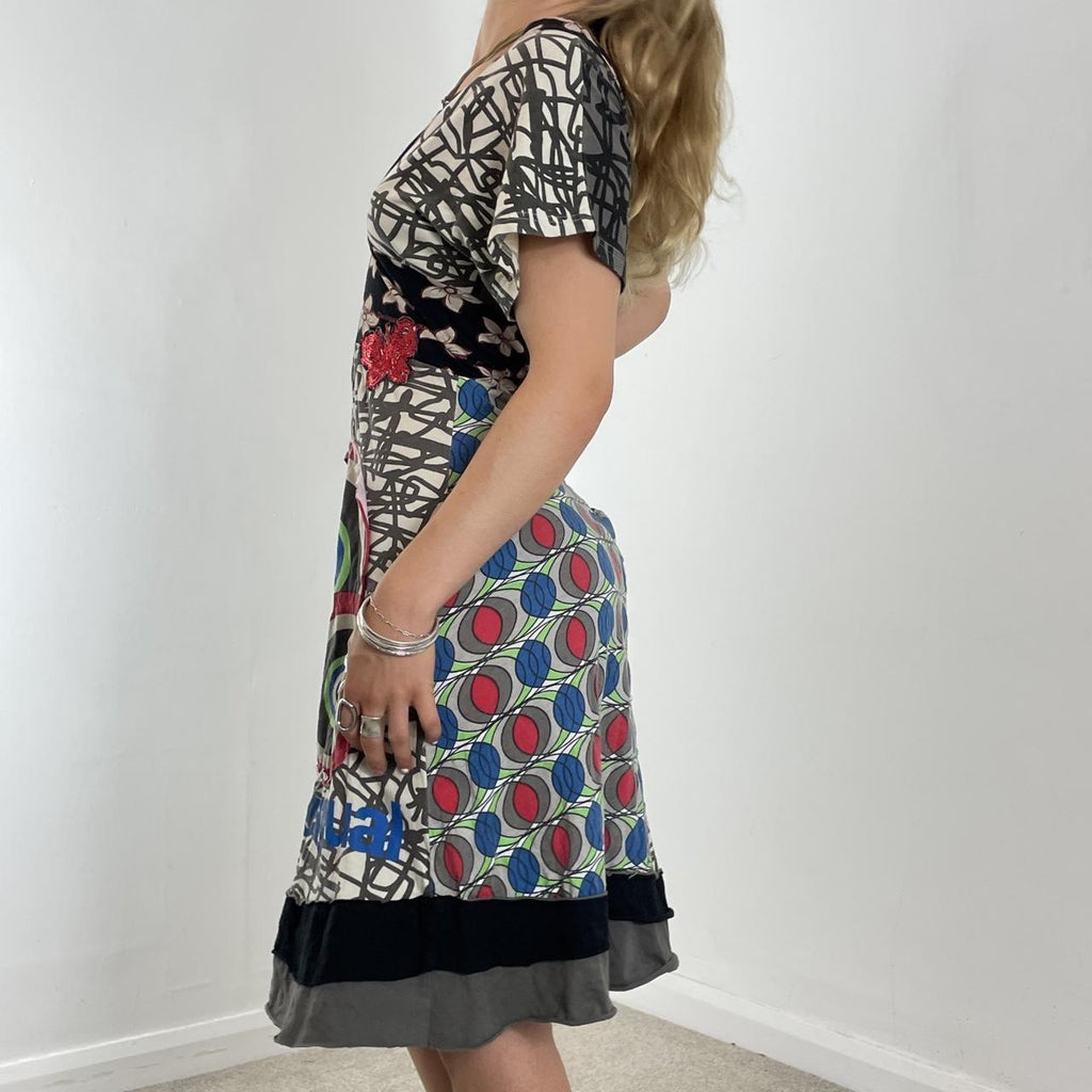 Desigual v neck multi coloured/patterned maxi dress
