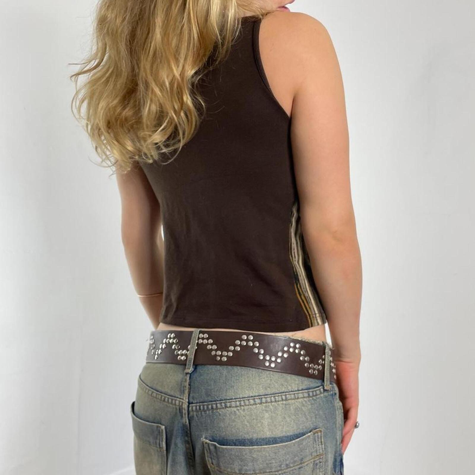 Brown panelled lace, floral turtle neck top