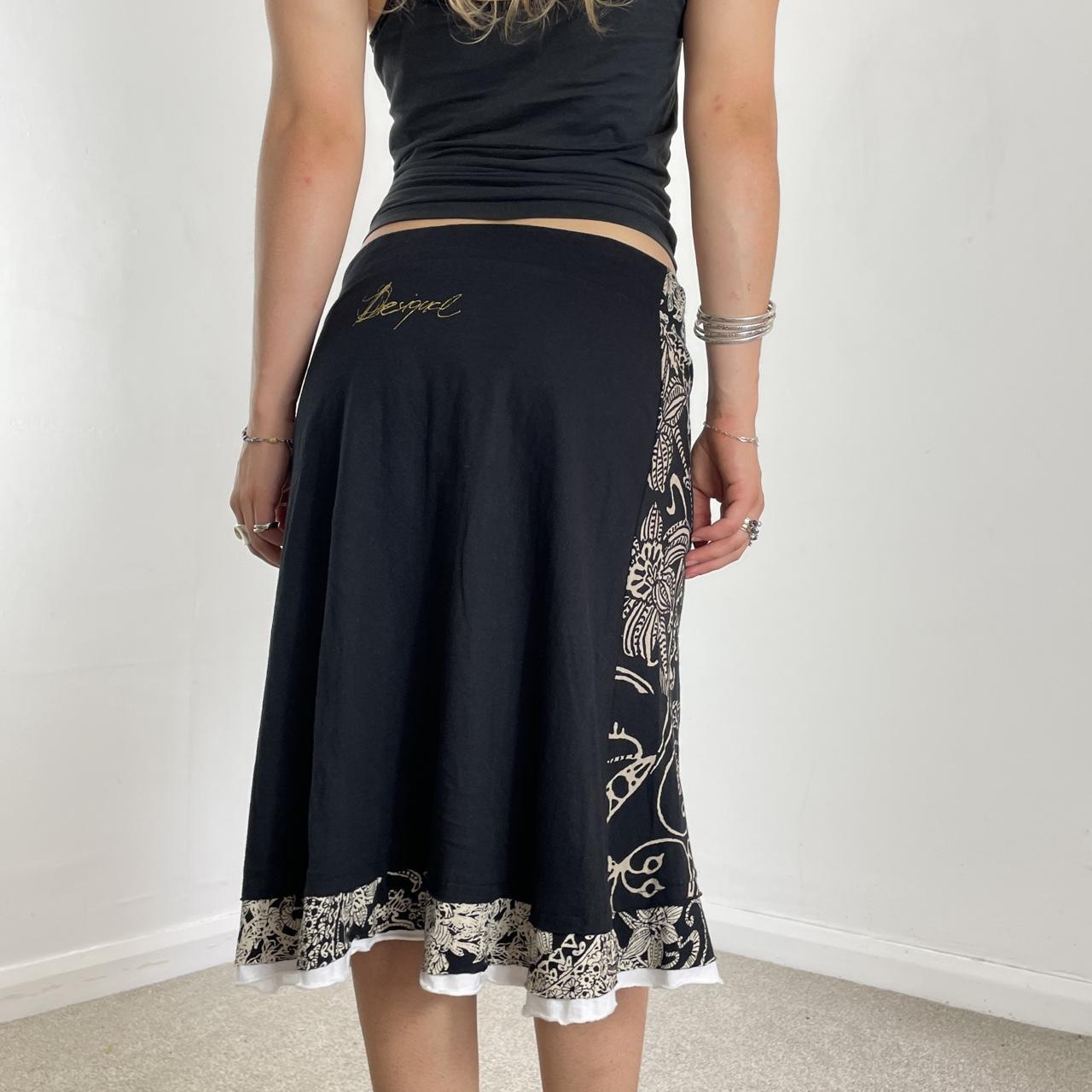 Desigual black and white midi skirt with logo embroided on the back