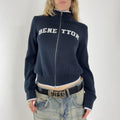 Navy knitted benetton zip up jumper