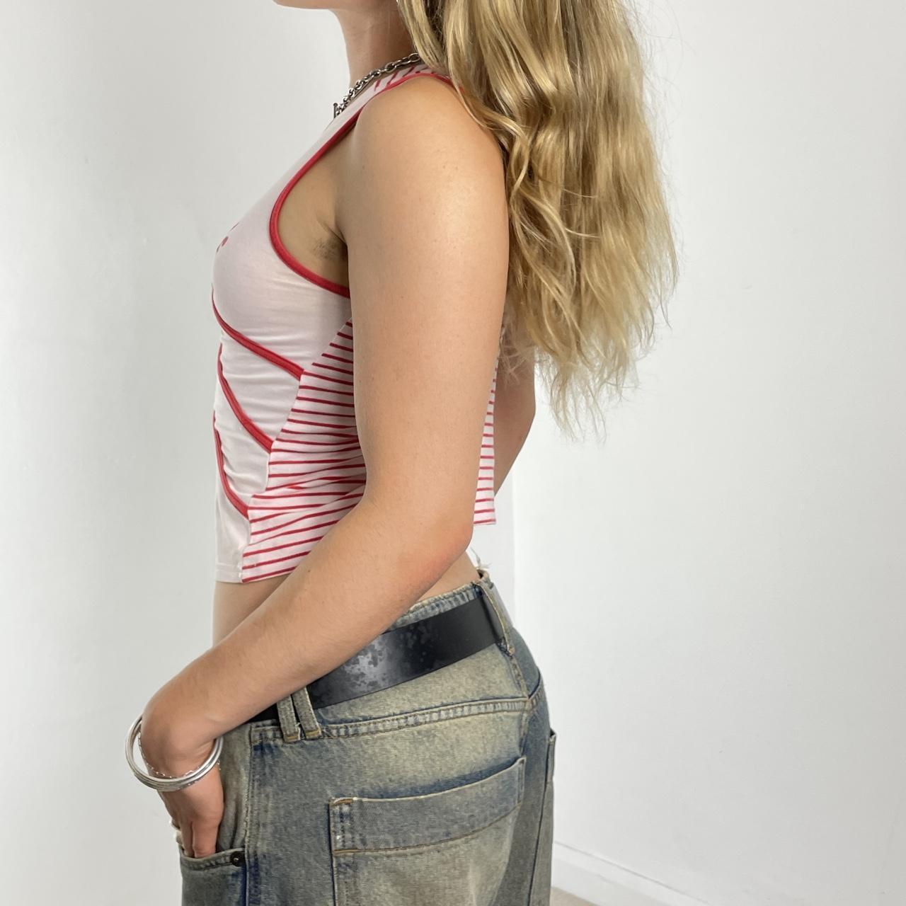 Red and white graphic alternative multi - tie top
