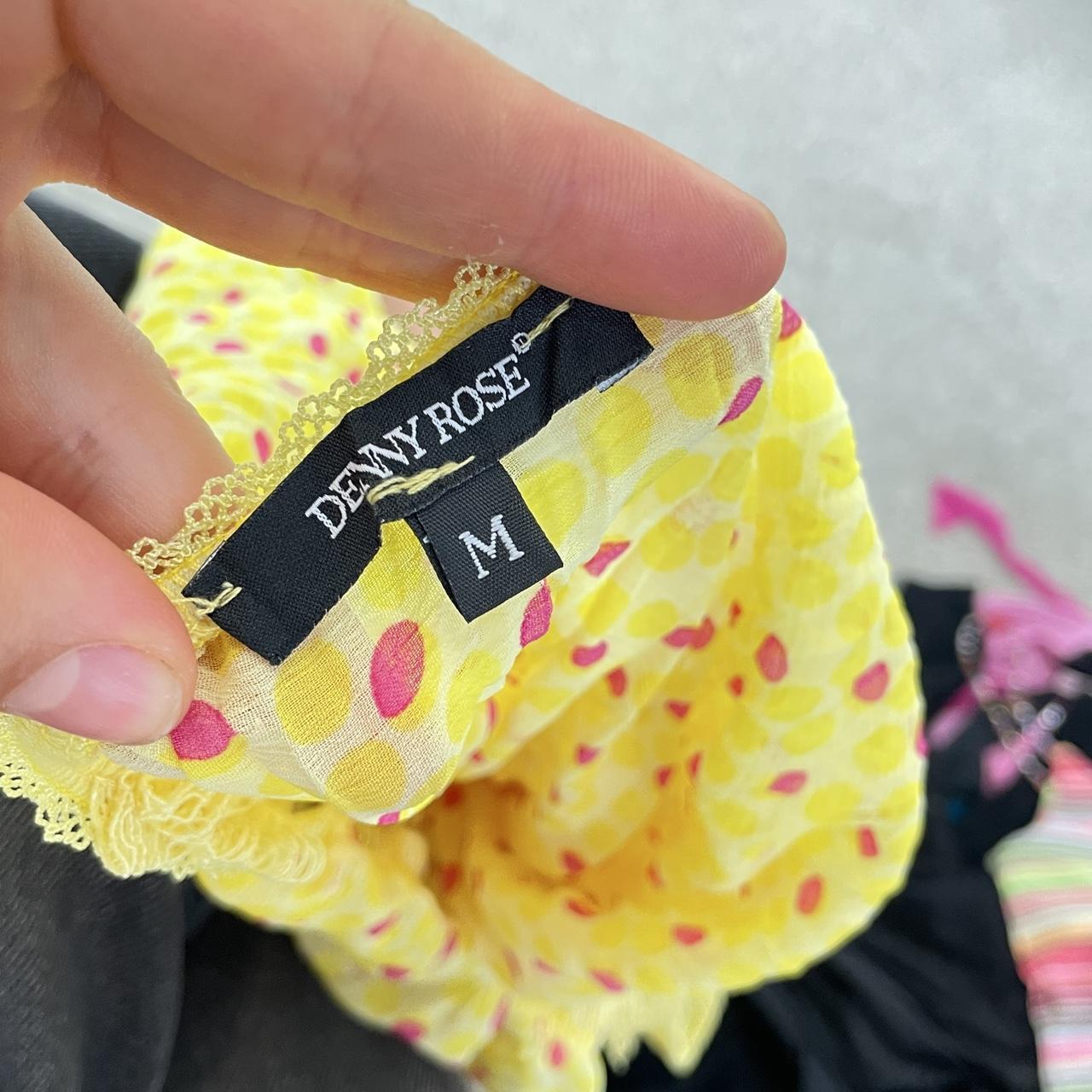 y2k asymetrical yellow and red polka dotted lace cami top