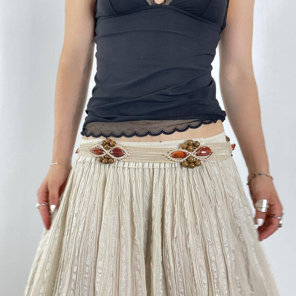 Plaited cream belt with beads