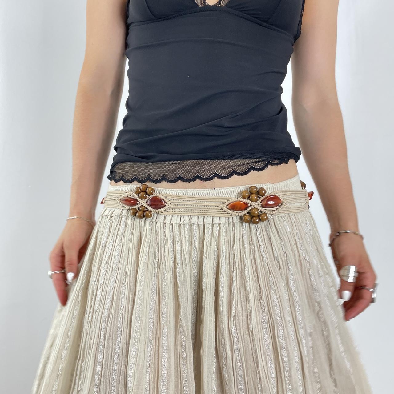 Plaited cream belt with beads