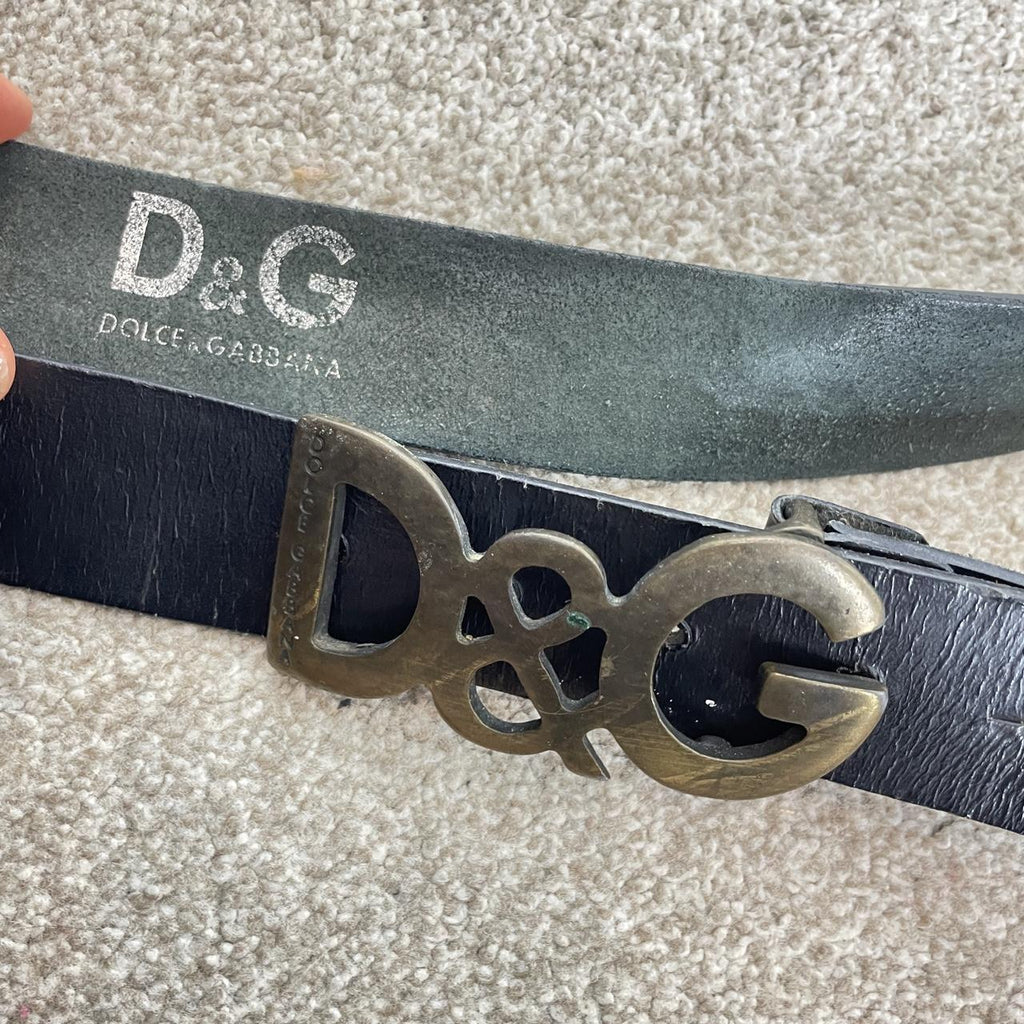 D&G black vintage leather belt