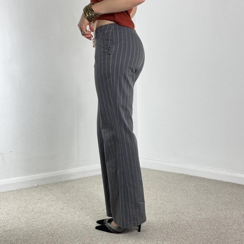 Pinstripe vintage low rise flared trousers