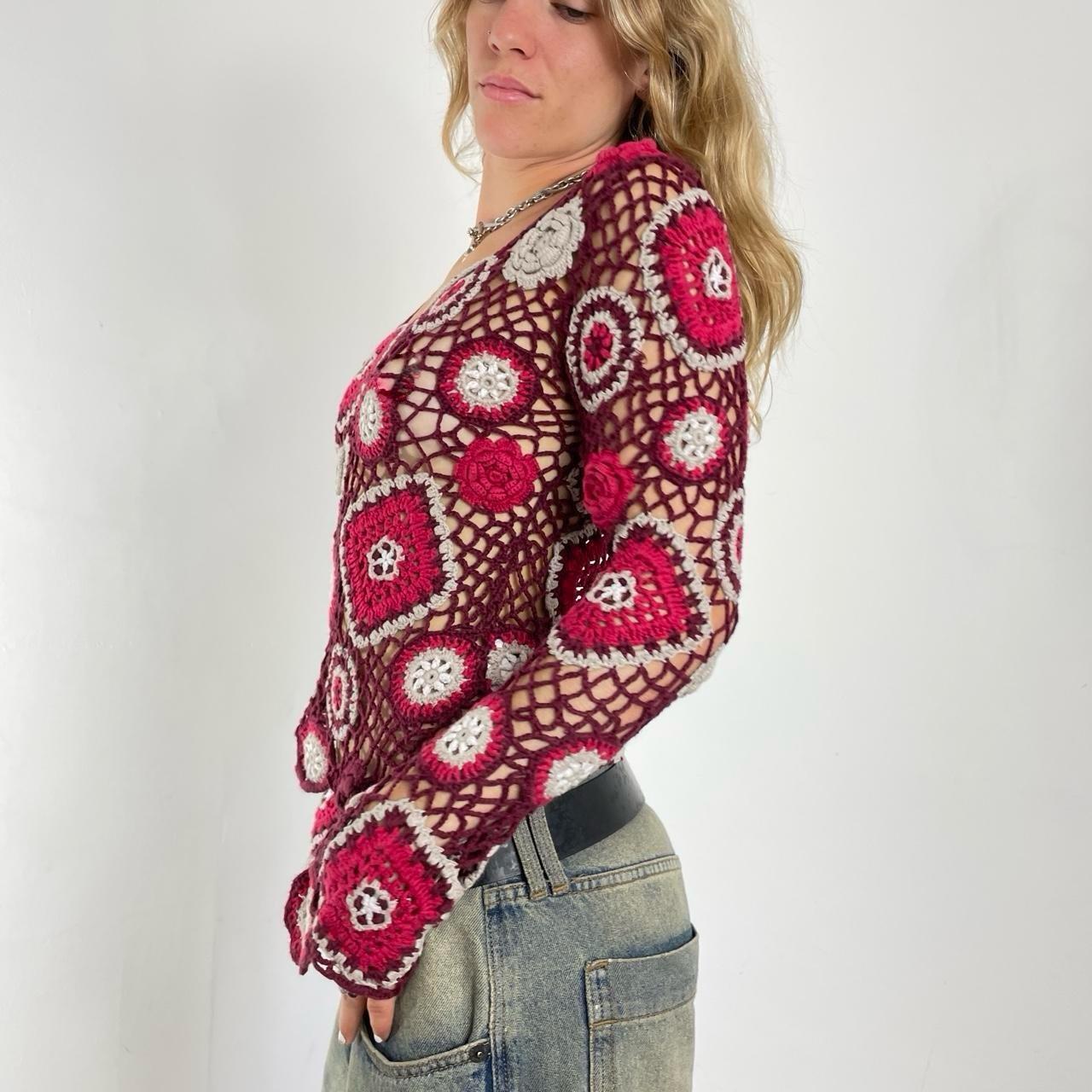 Burgundy floral knitted long sleeve