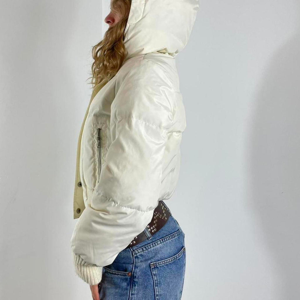 00s cropped cream puffer jacket