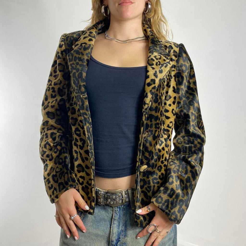 Vintage leopard button up jacket