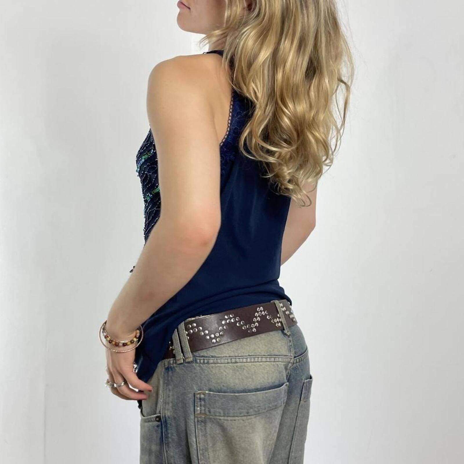 Vintage blue embroided and sequined top