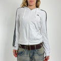 Vintage white and black three stripe addidas zip up jacket