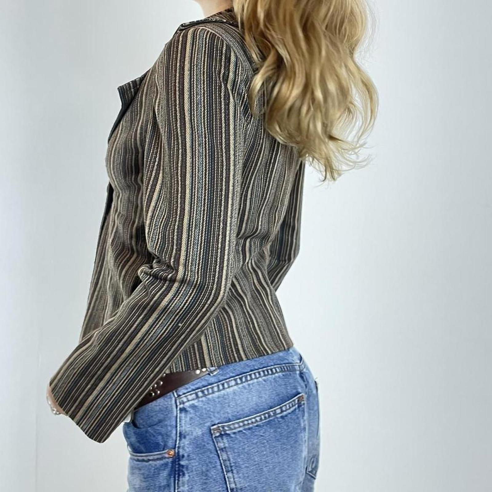Vintage Avant Garde pin striped v neck jacket
