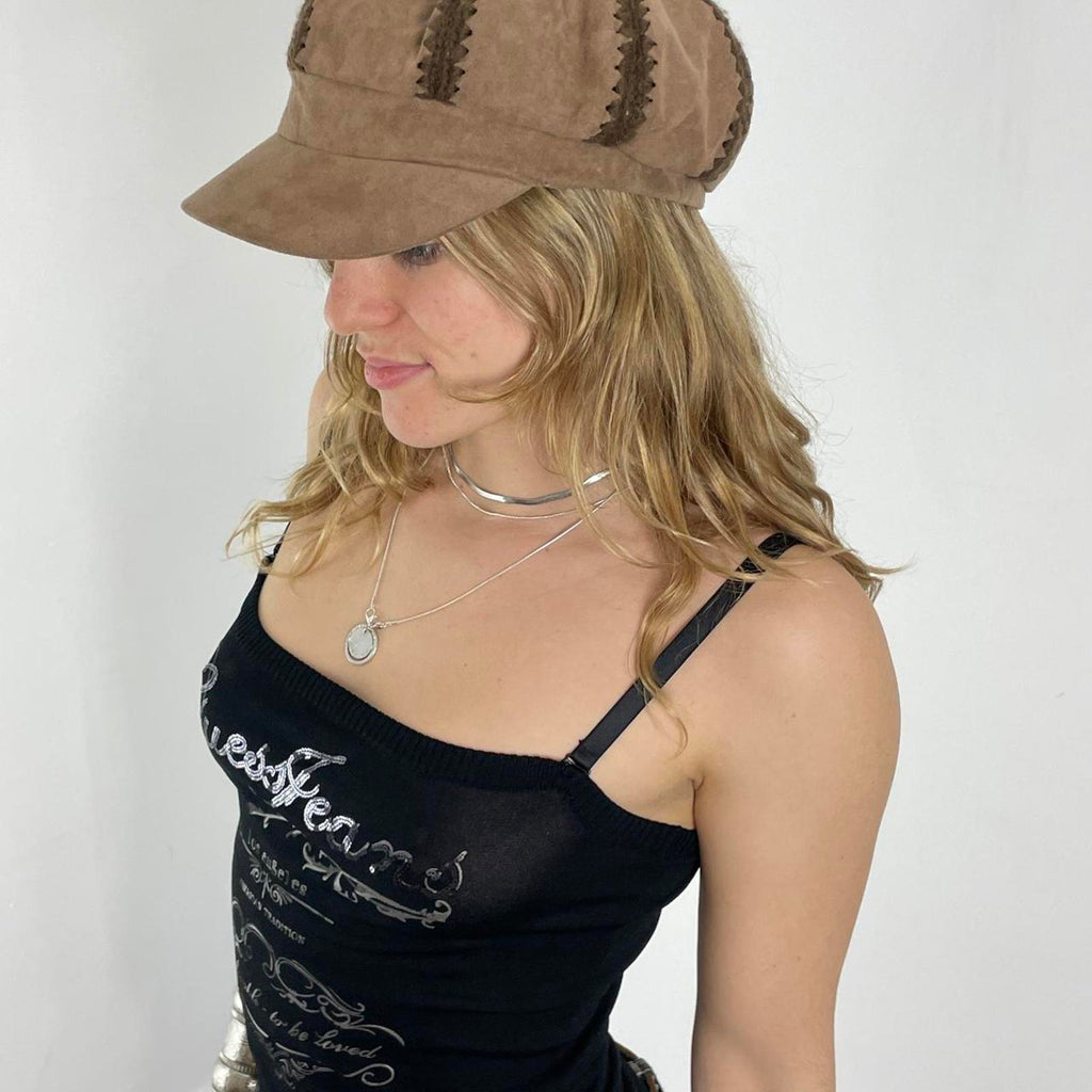 Light brown bohemian embroidered cap/hat