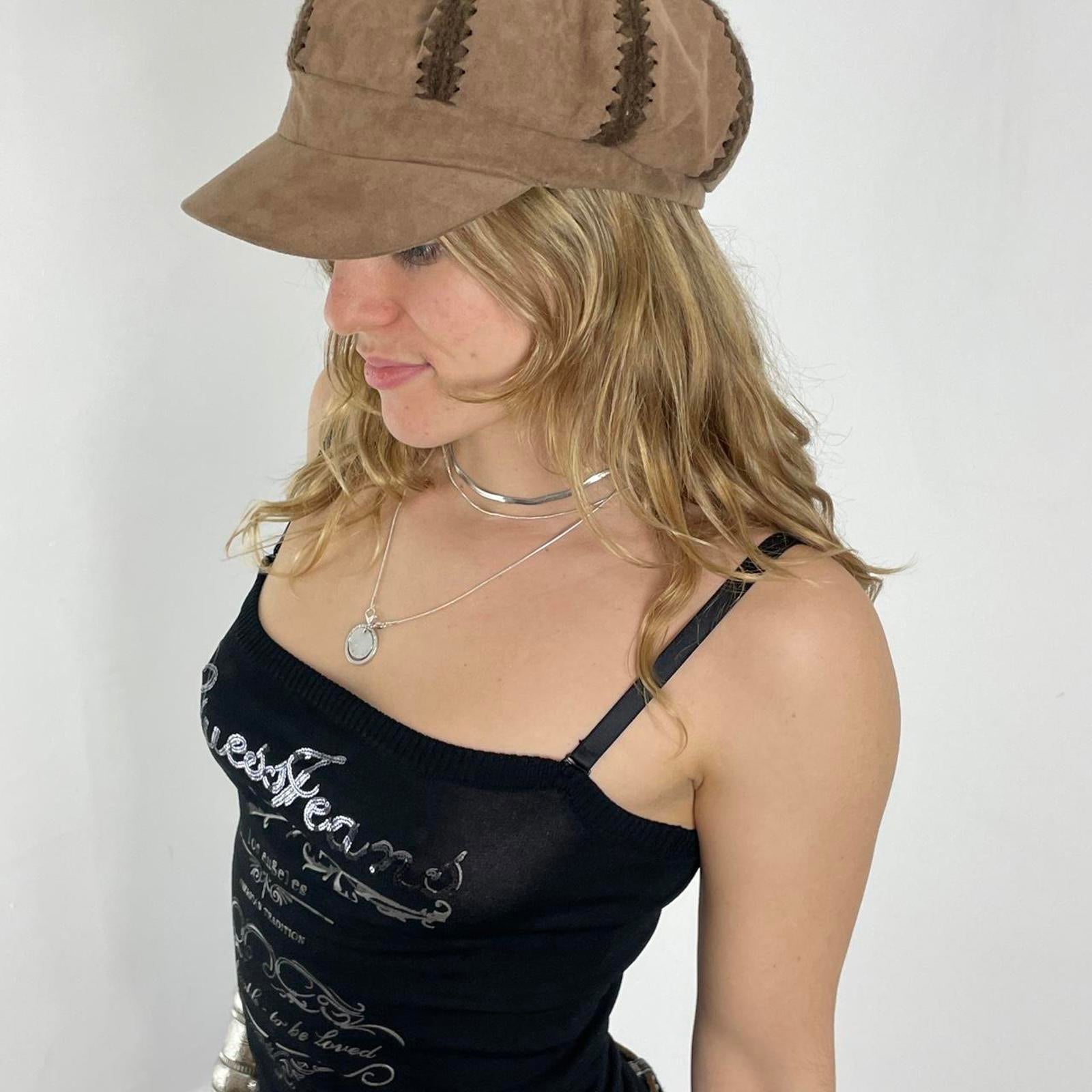 Light brown bohemian embroidered cap/hat