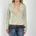 Cream plunge v neck tailored jacket