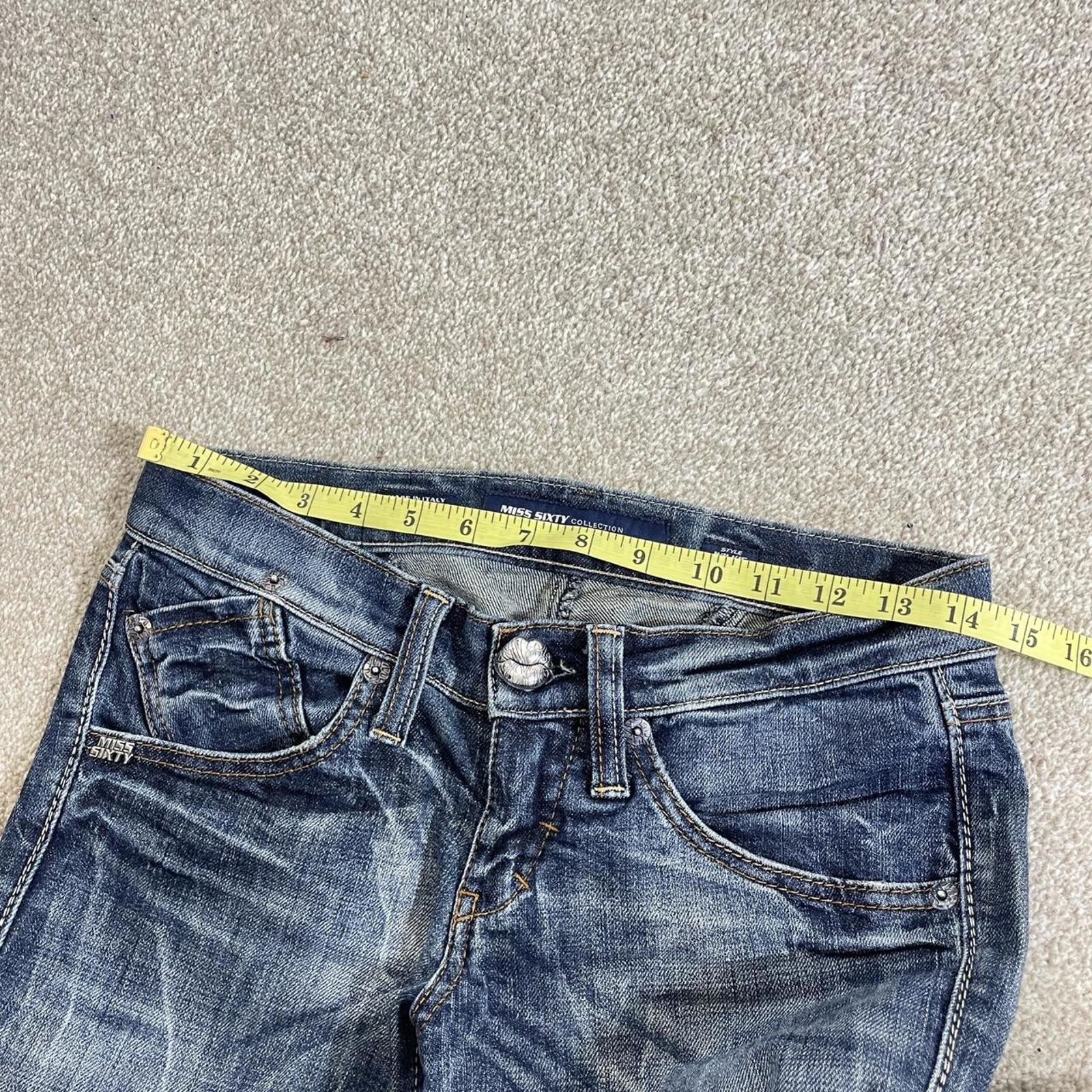 Y2K Miss Sixty lowrise bootcut jeans navy raw wash with contrastiching and embelishments