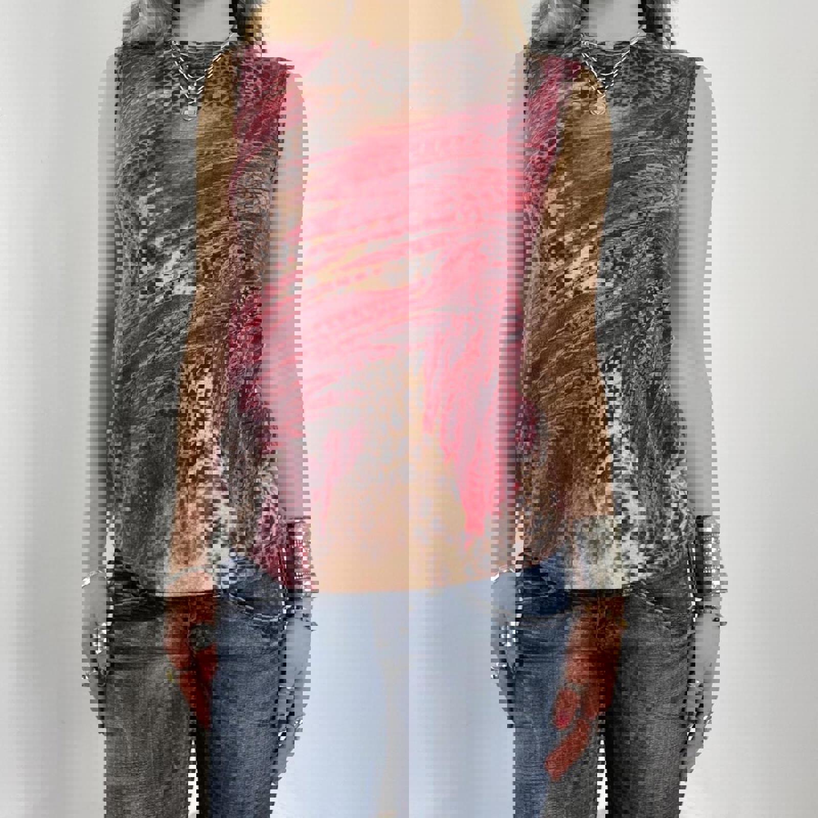 00's Leopard Cavalli pink graphic tank top